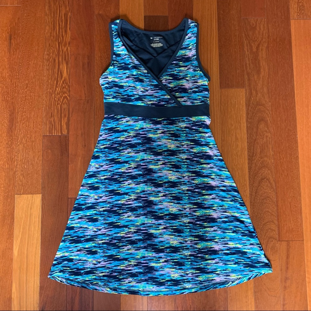Cute summer dress made from wicking material, Tek Gear, size small, built-in bra